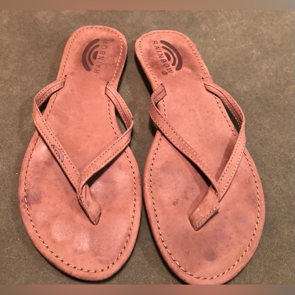 Rainbow Flip Flops.